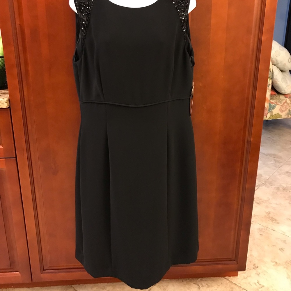 Black Cocktail Dress with shoulder beading.